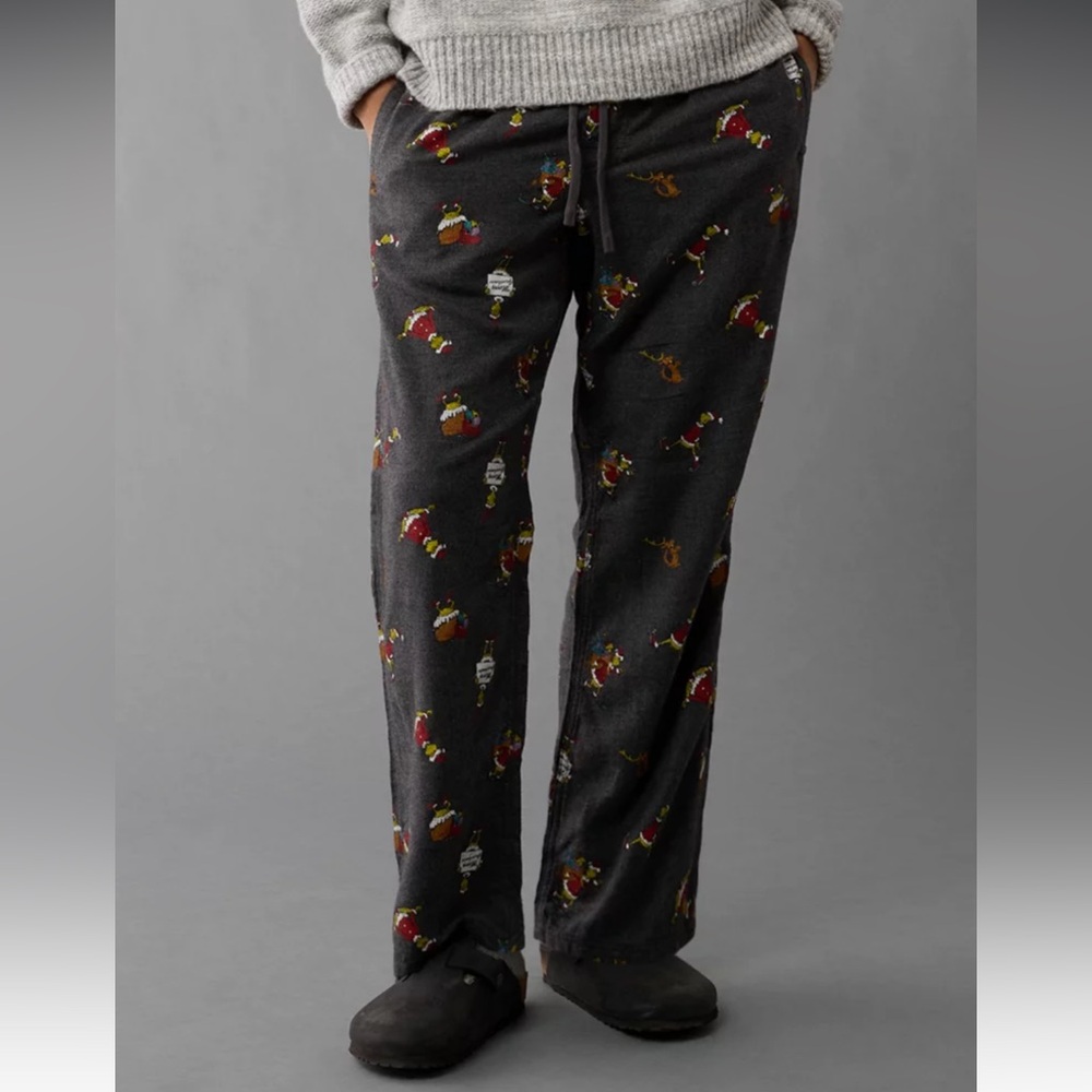 American Eagle Men’s Grinch Flannel Lounge Pajama Pants Size XXL Christmas